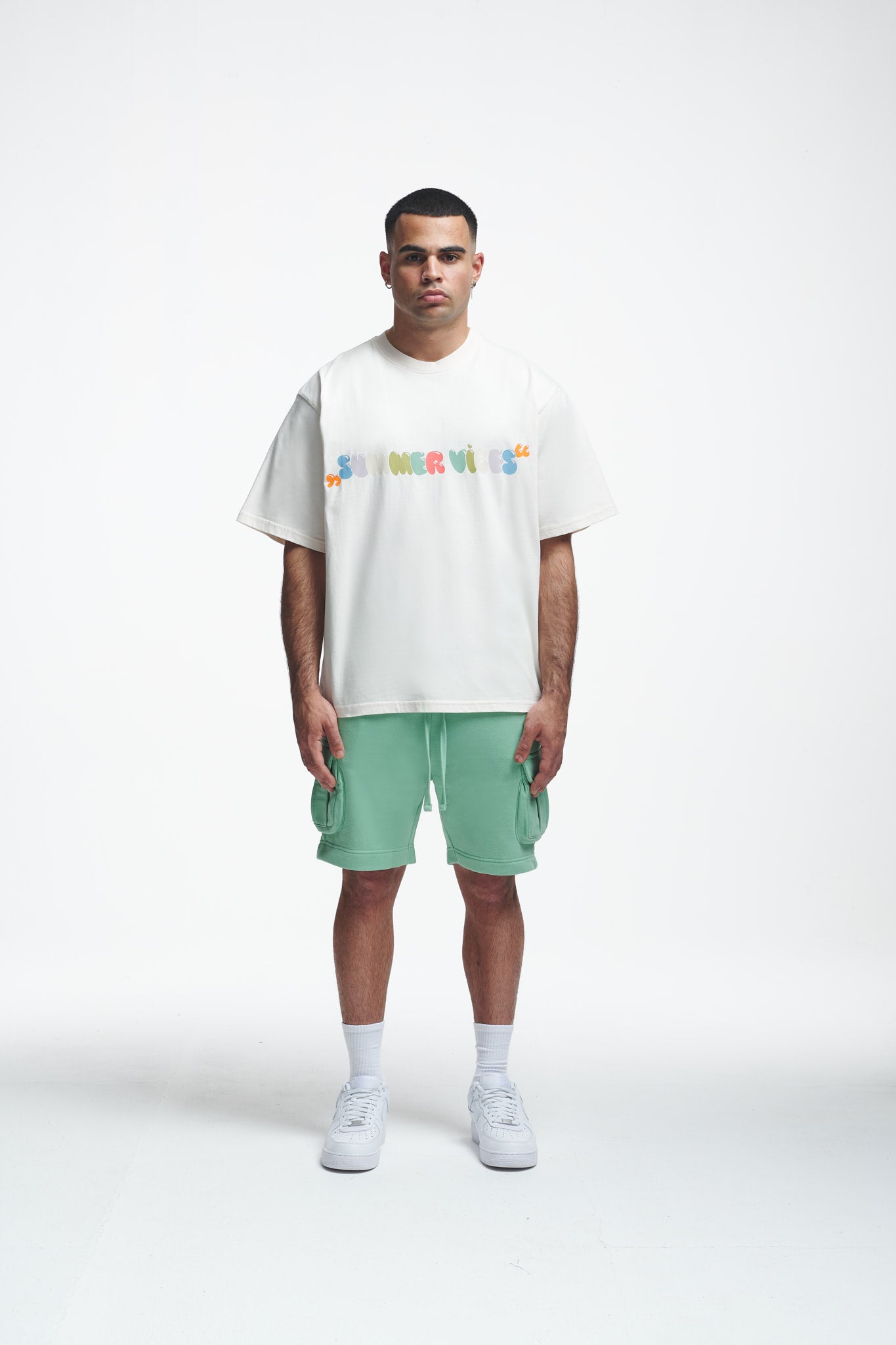 Basic Cargo Shorts Grayed Jade