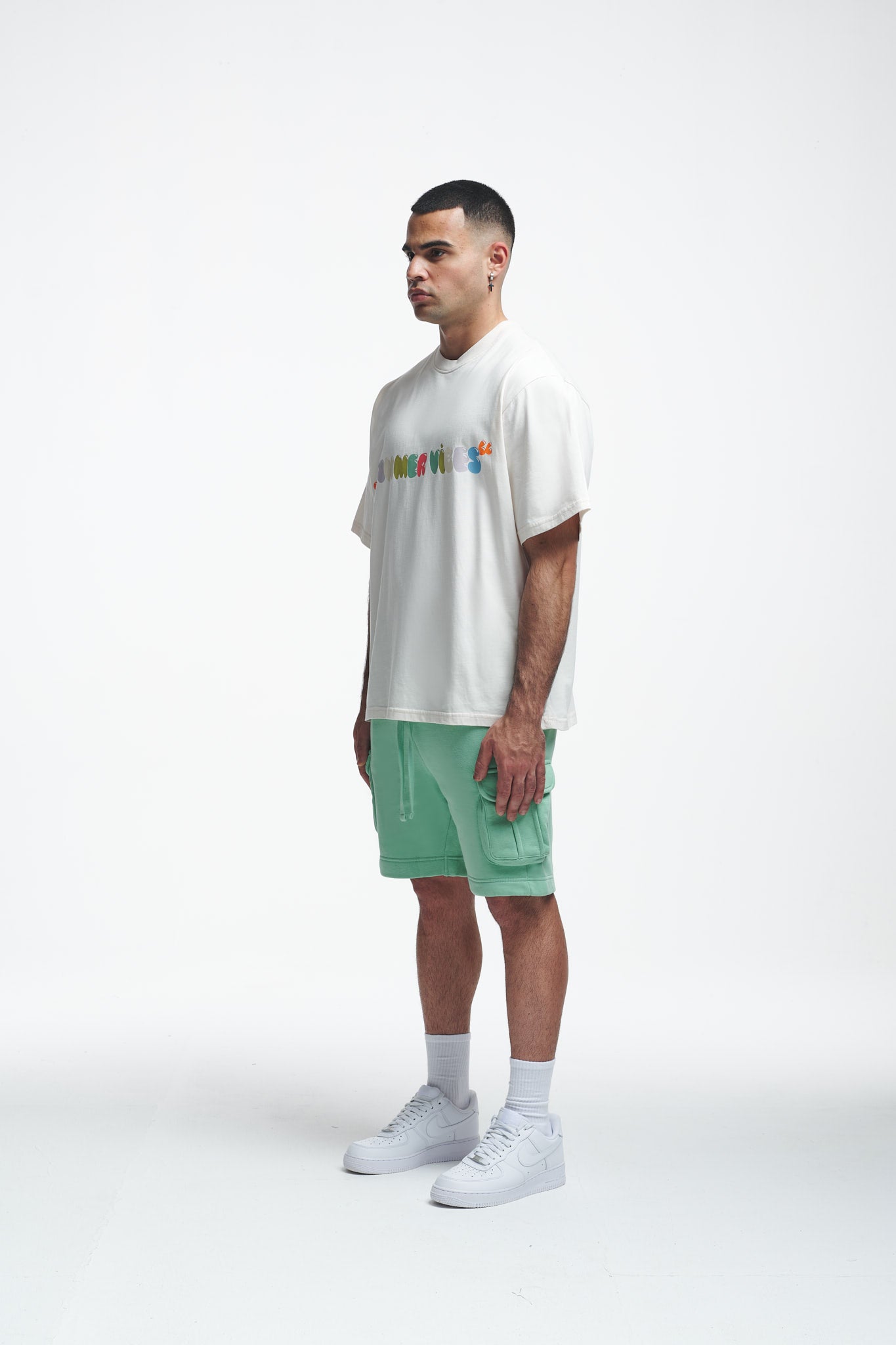 Basic Cargo Shorts Grayed Jade