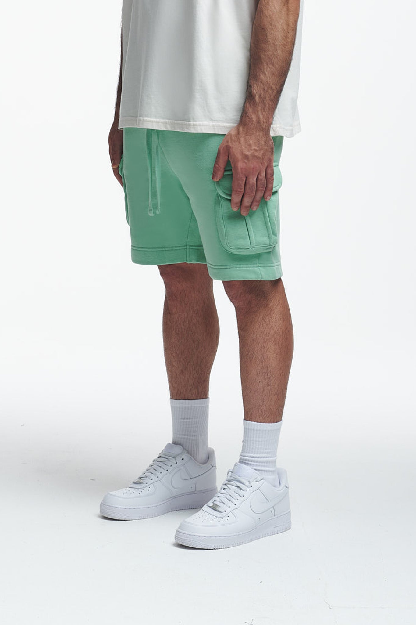 Basic Cargo Shorts Grayed Jade
