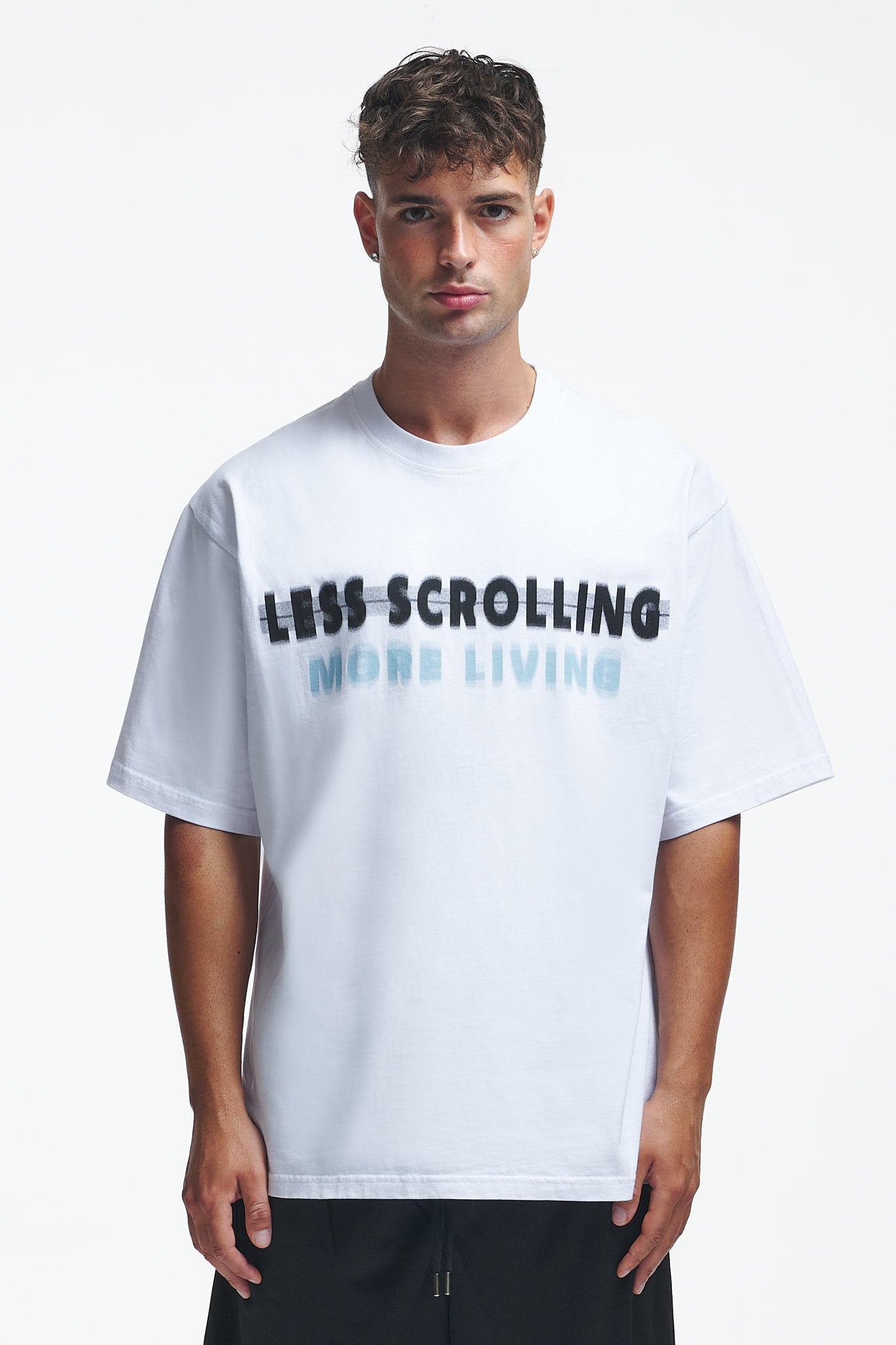 Less Scrolling Oversize Tee White