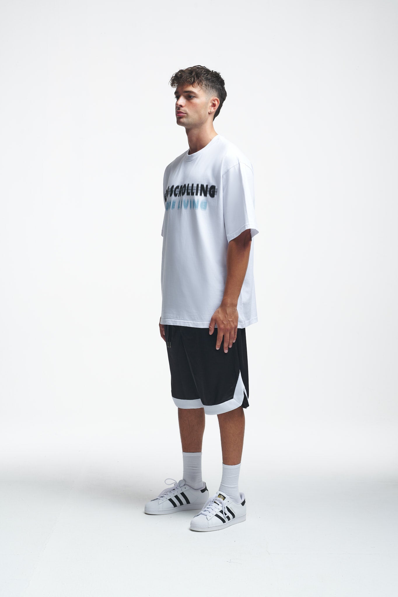 Less Scrolling Oversize Tee White
