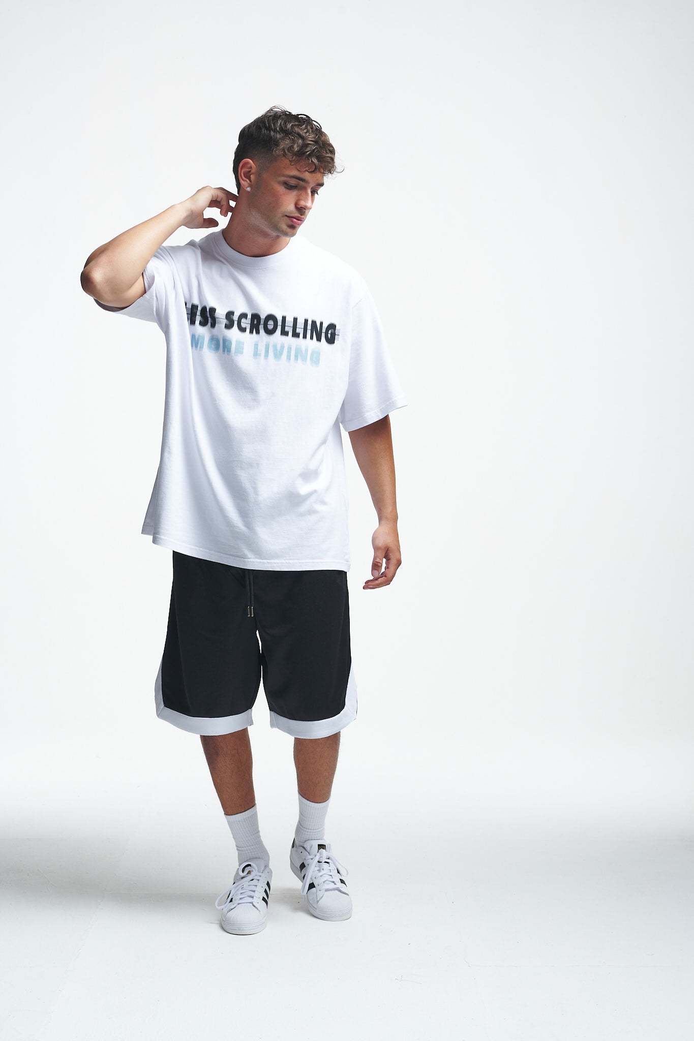 Less Scrolling Oversize Tee White