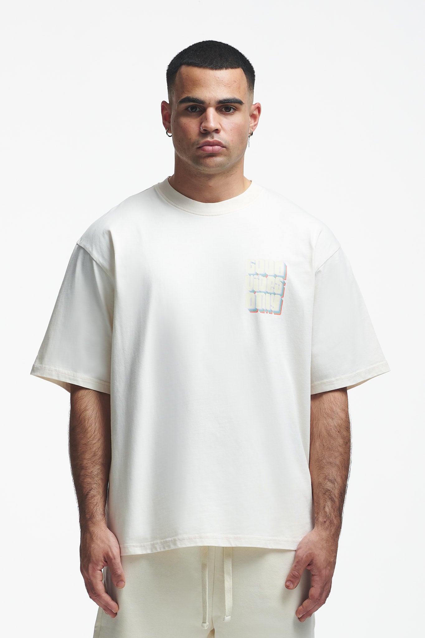 Good Vibes Only Oversize Tee Off White