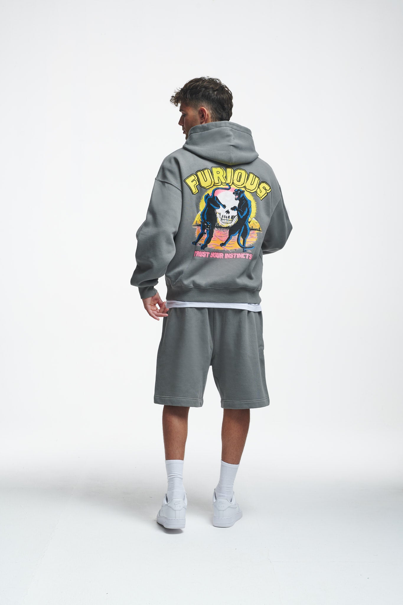 Furious Oversize Hoodie Washed Grey