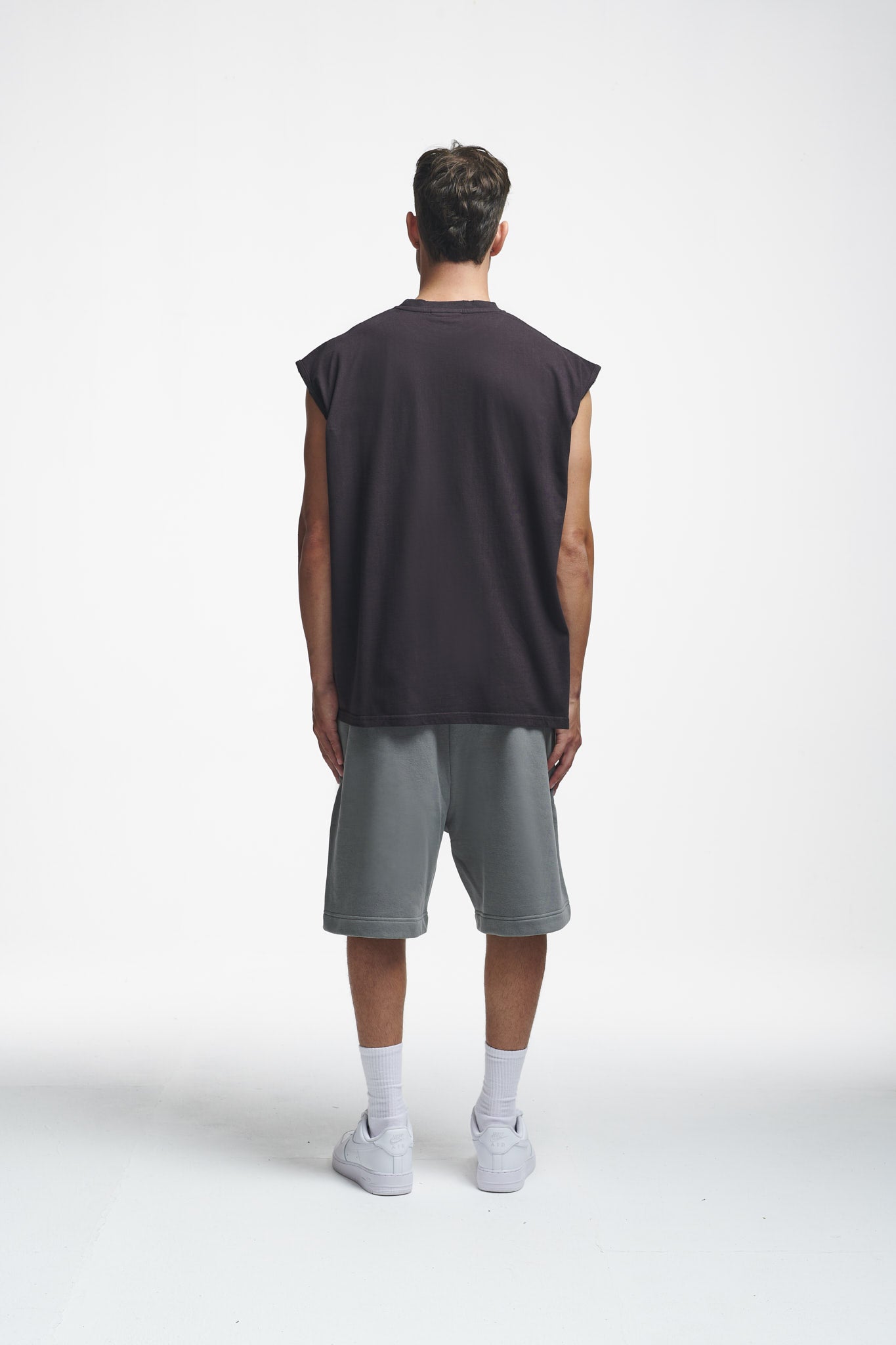 Basic Oversize Sleeveless Shirt Washed Black