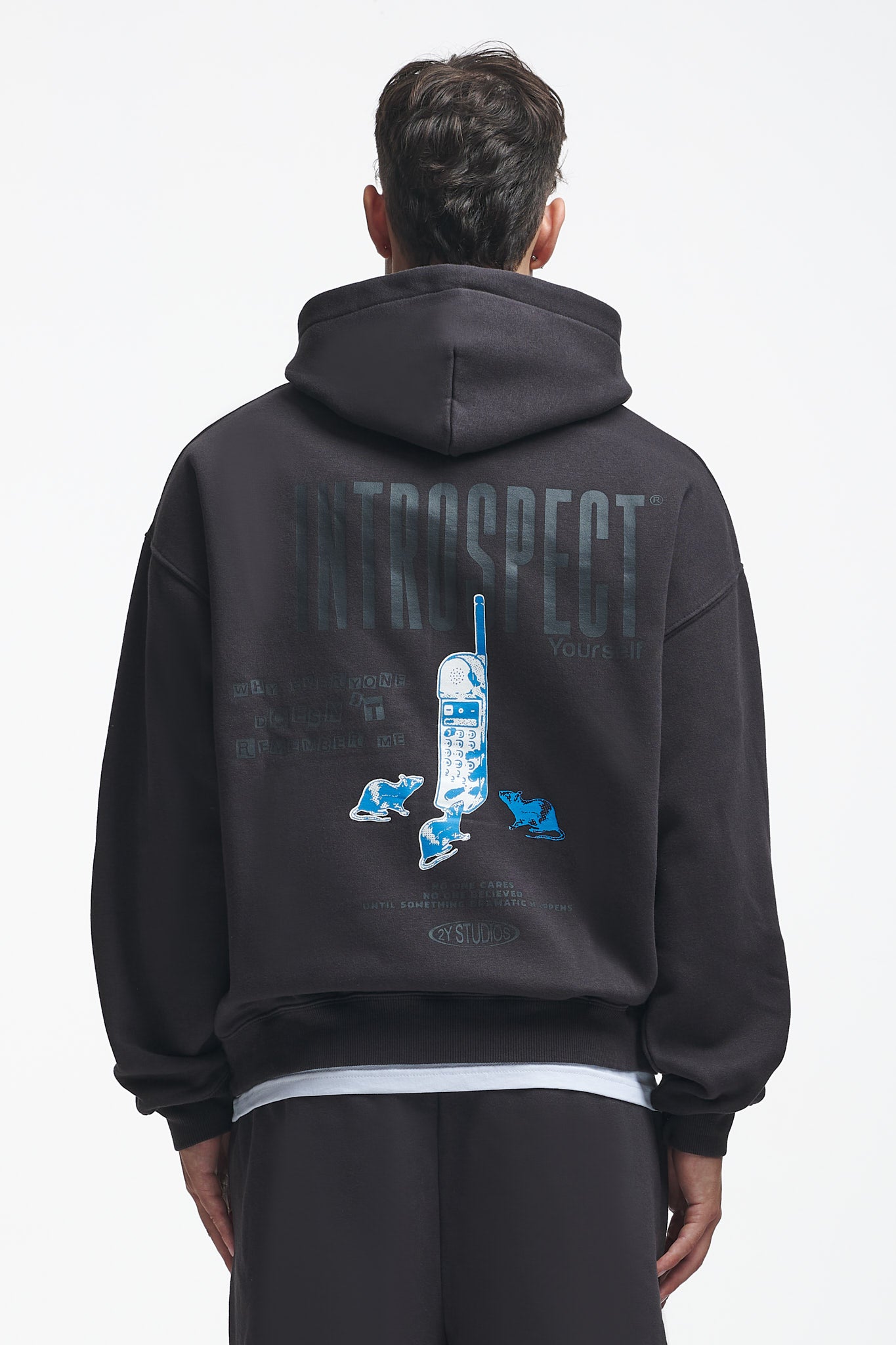 Introspect Oversize Hoodie Washed Black