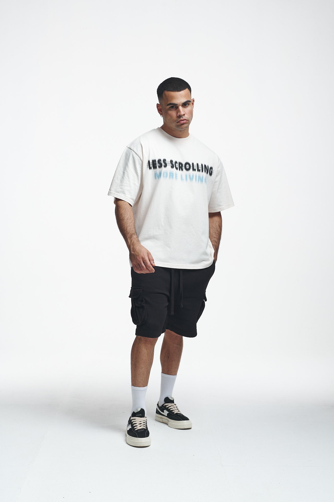 Less Scrolling Oversize Tee Off White