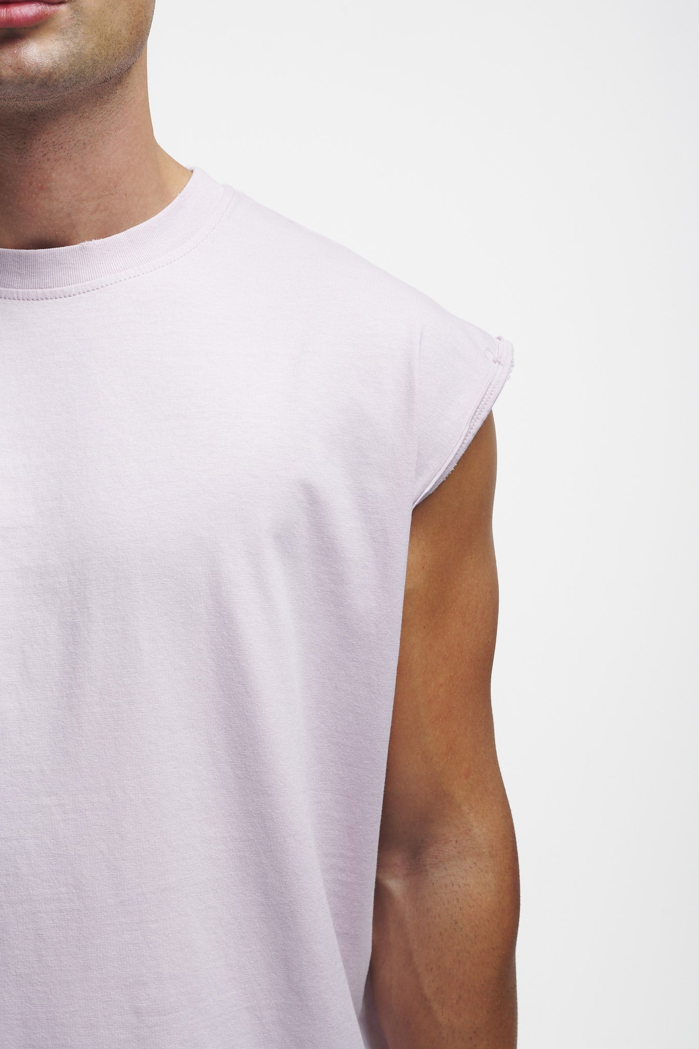 Basic Oversize Sleeveless Shirt Grey Lilac