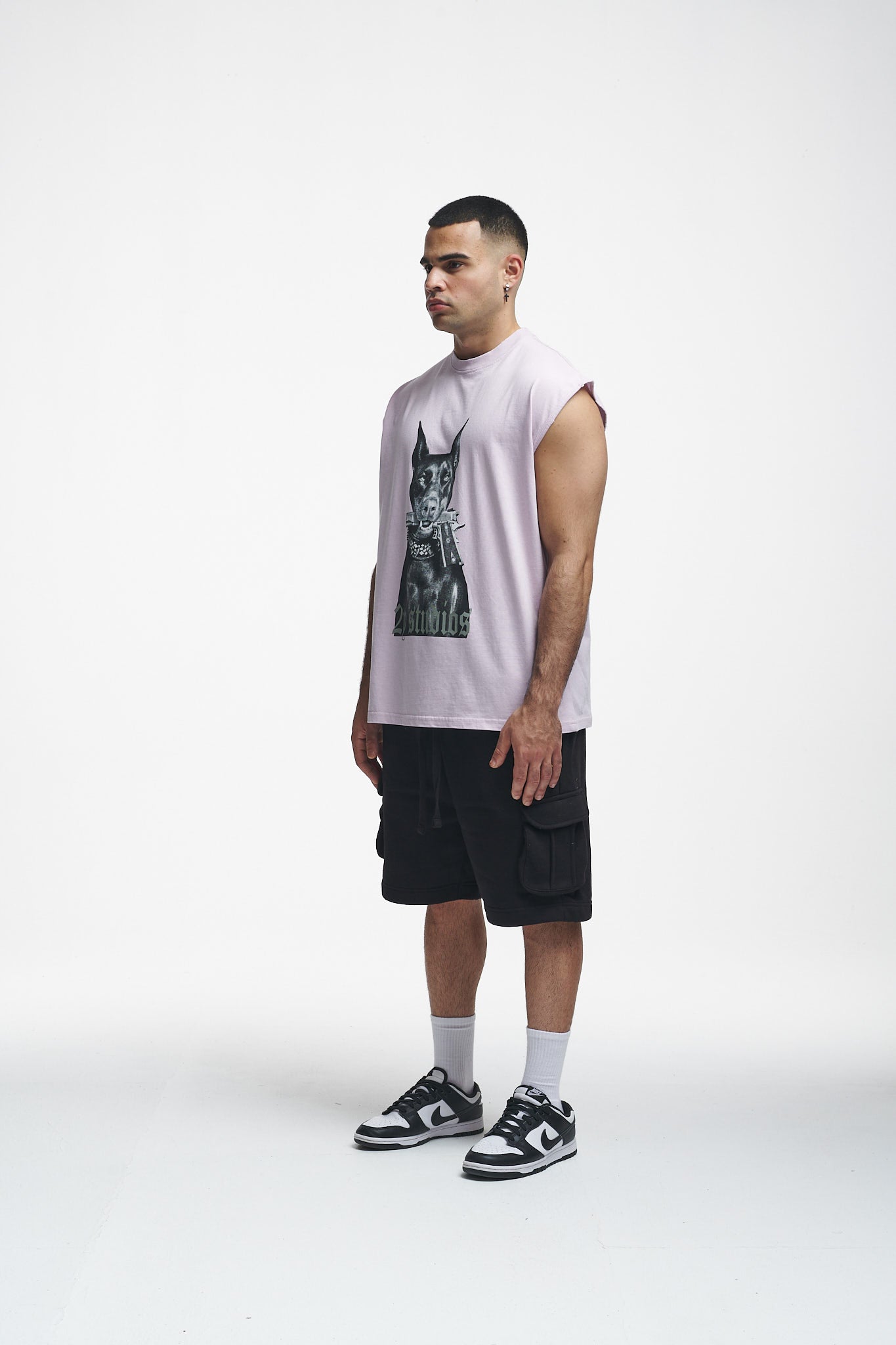 Doberman Oversize Sleeveless Shirt Grey Lilac