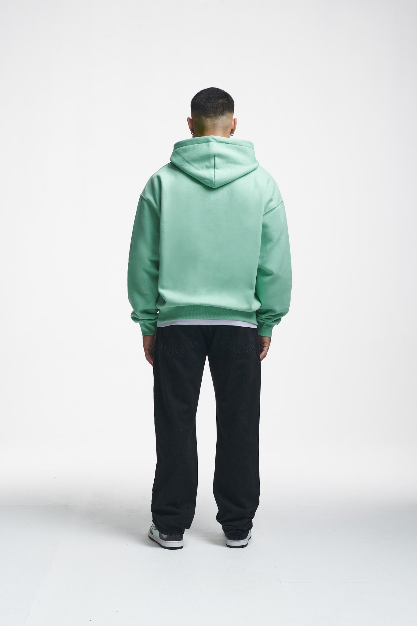 Basic Oversize Zip-Hoodie Grayed Jade