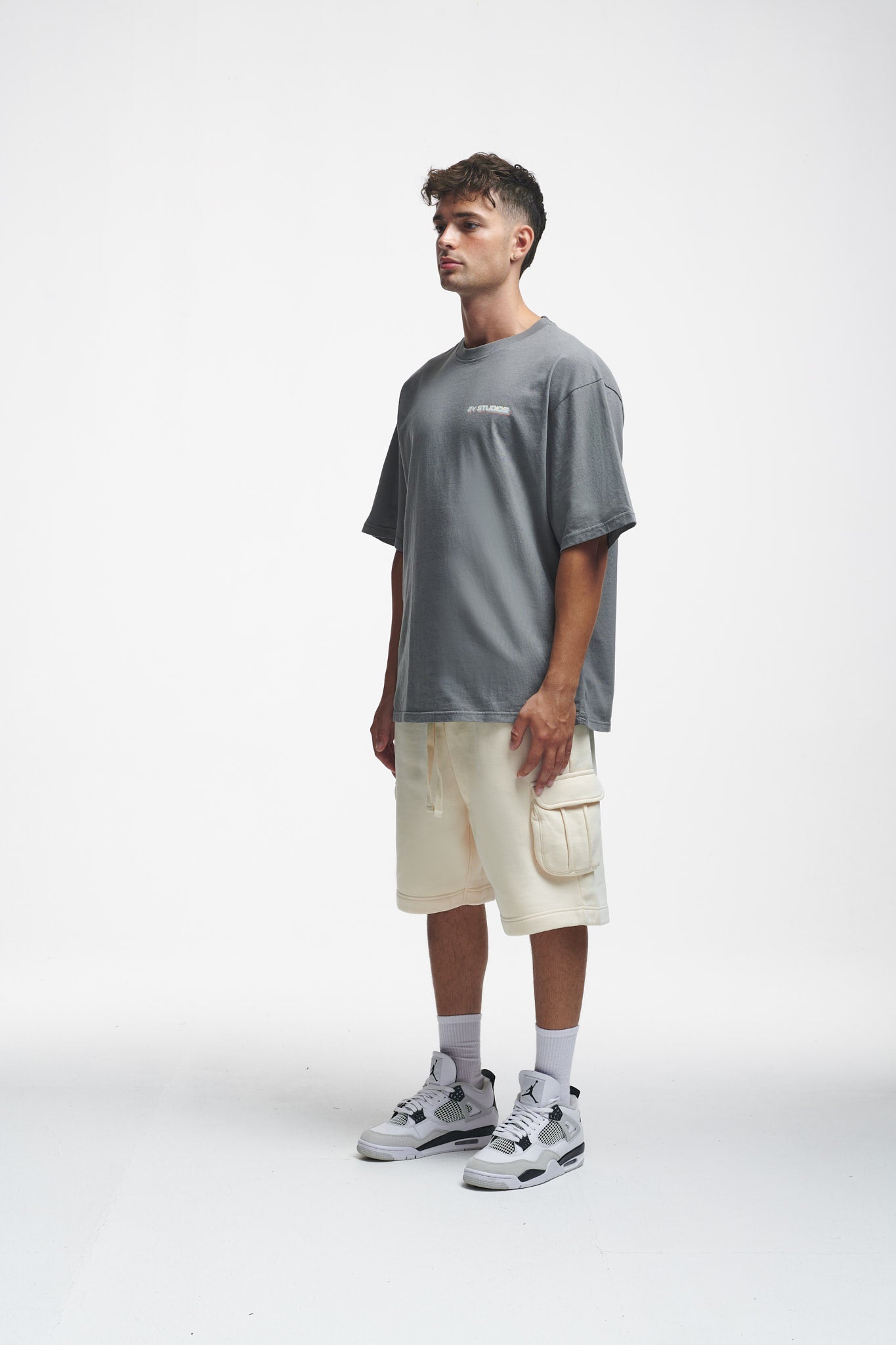 Good Vibes Only Oversize Tee Washed Grey