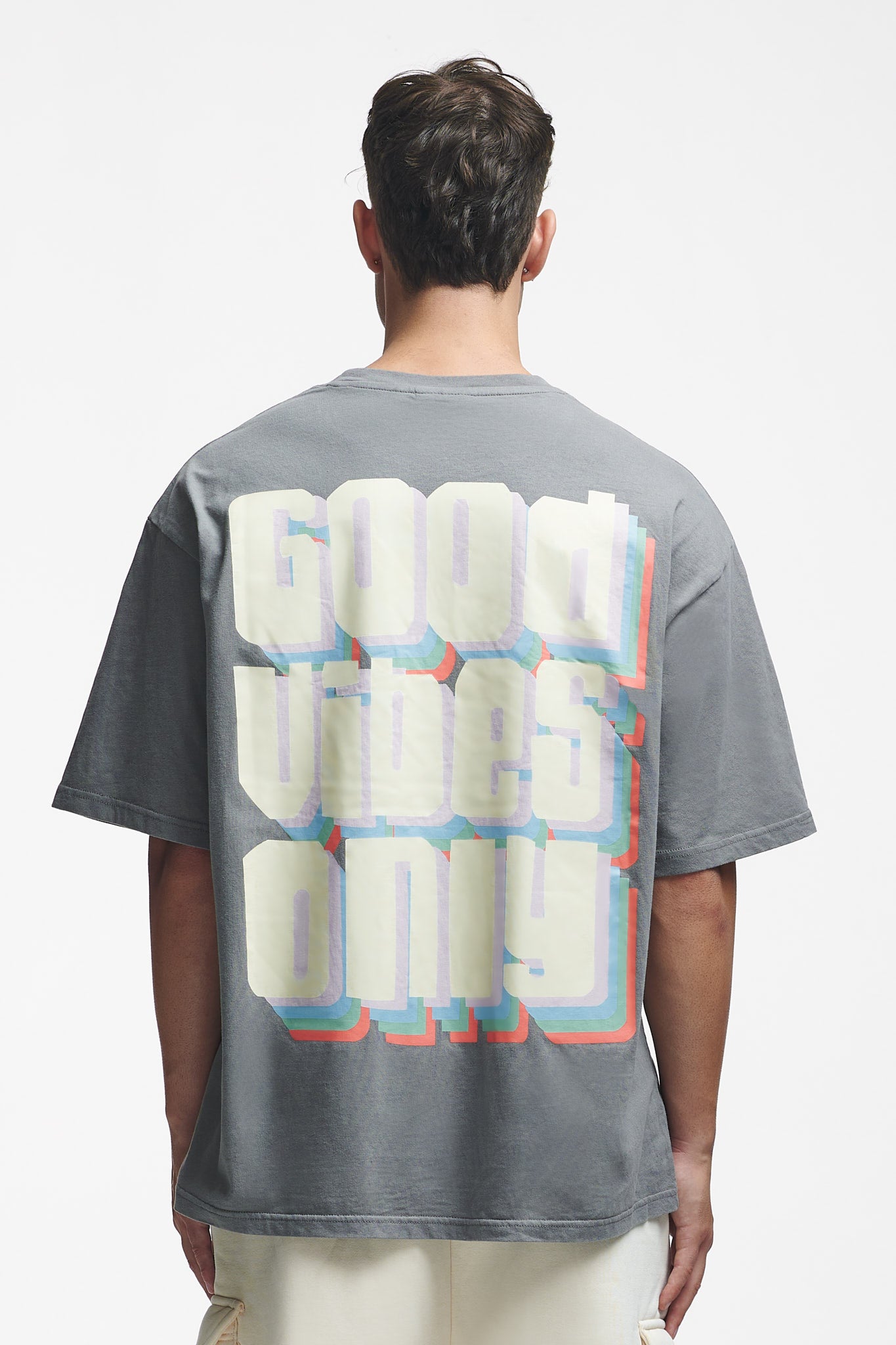 Good Vibes Only Oversize Tee Washed Grey