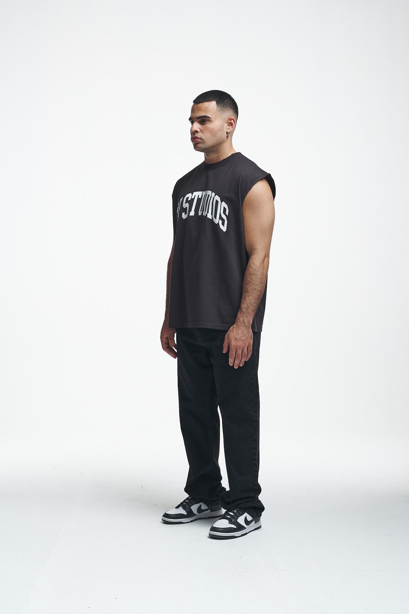Logo Oversize Sleeveless Shirt Washed Black