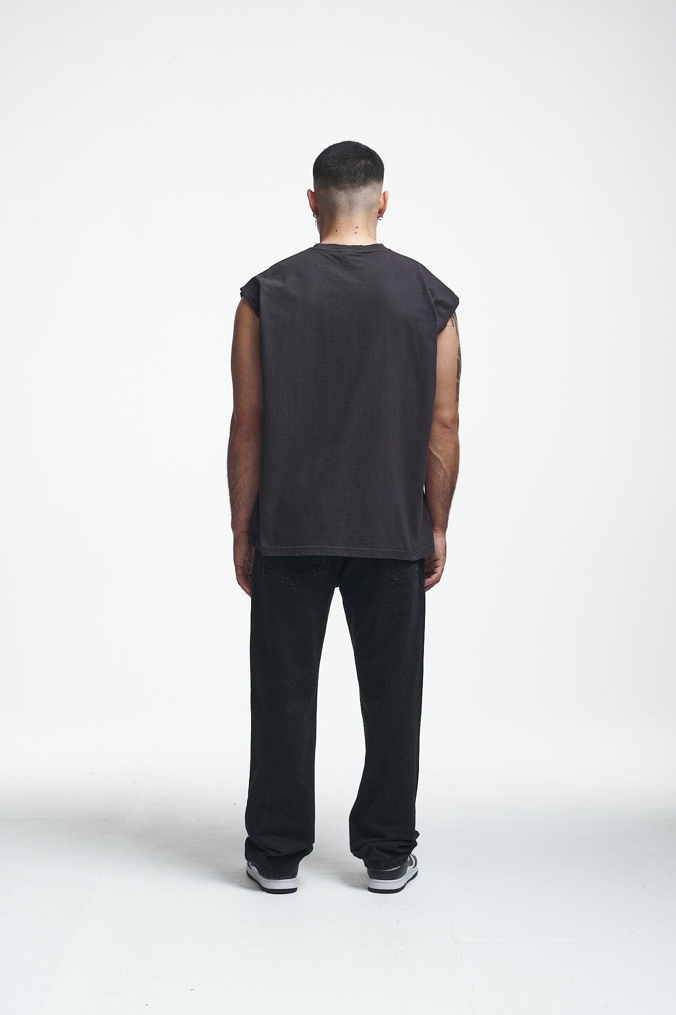 Logo Oversize Sleeveless Shirt Washed Black