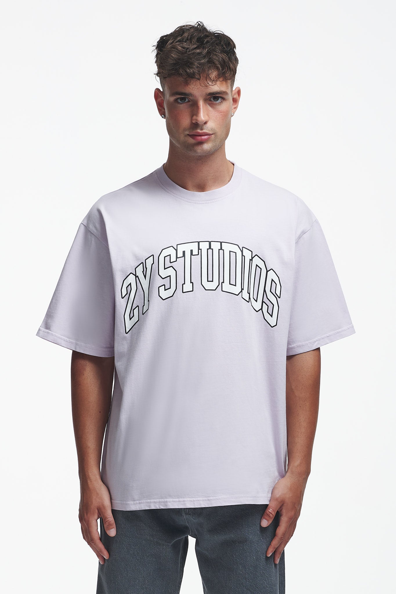 Logo Oversize Tee Grey Lilac