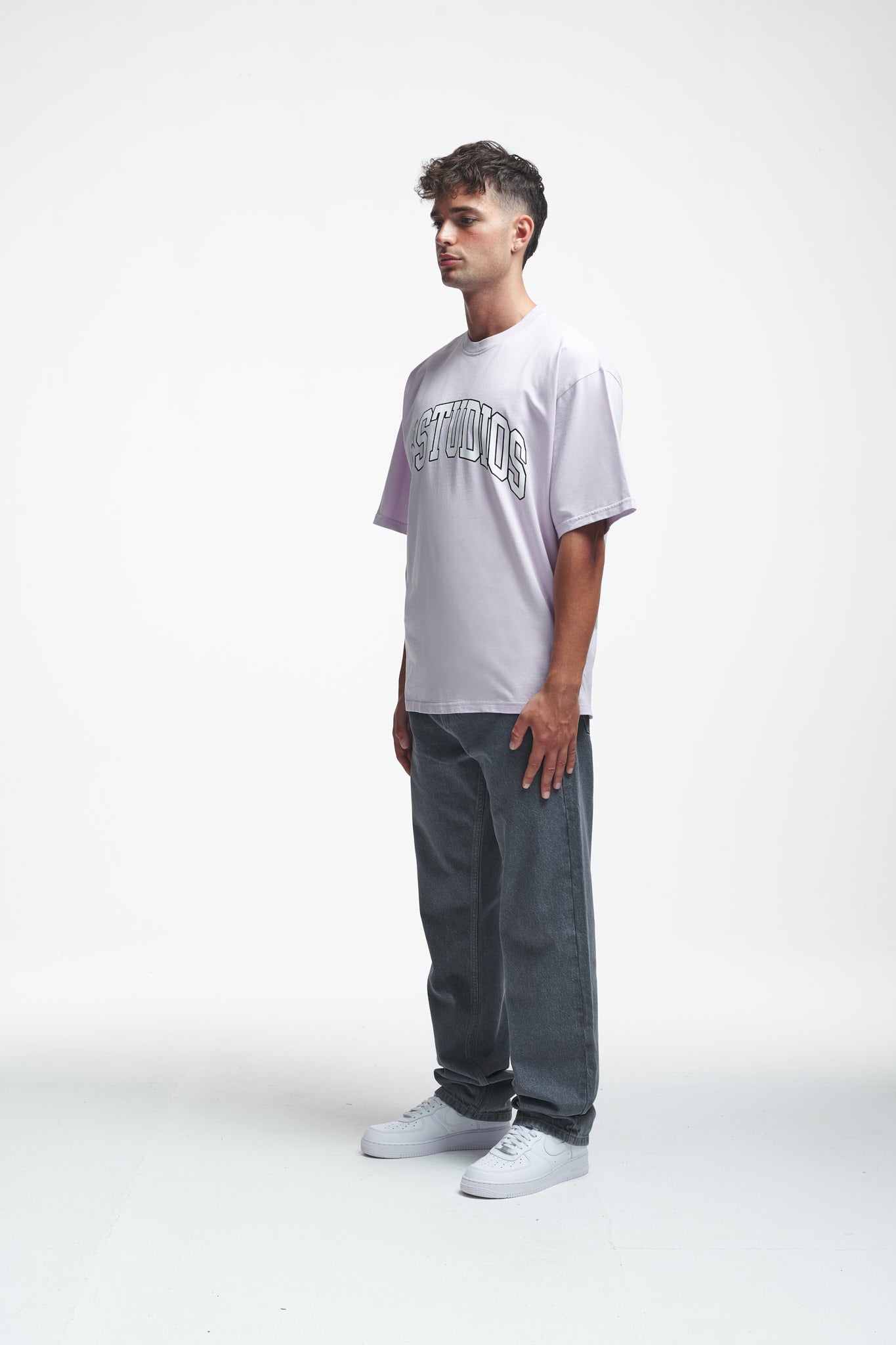 Logo Oversize Tee Grey Lilac