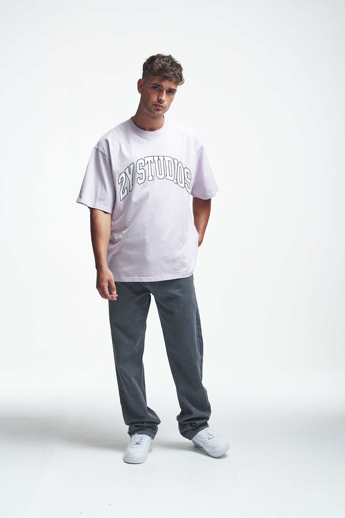 Logo Oversize Tee Grey Lilac