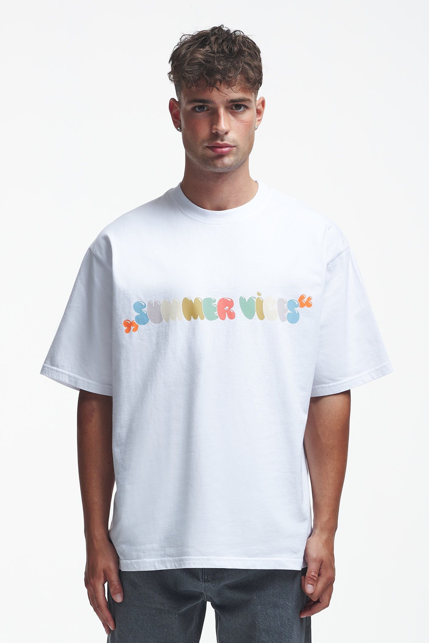 Summer Vibes Oversize Tee White