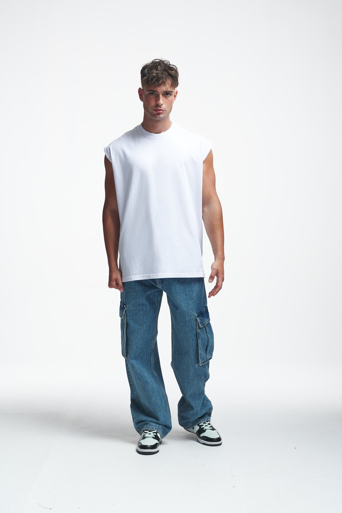 Basic Oversize Sleeveless Shirt White