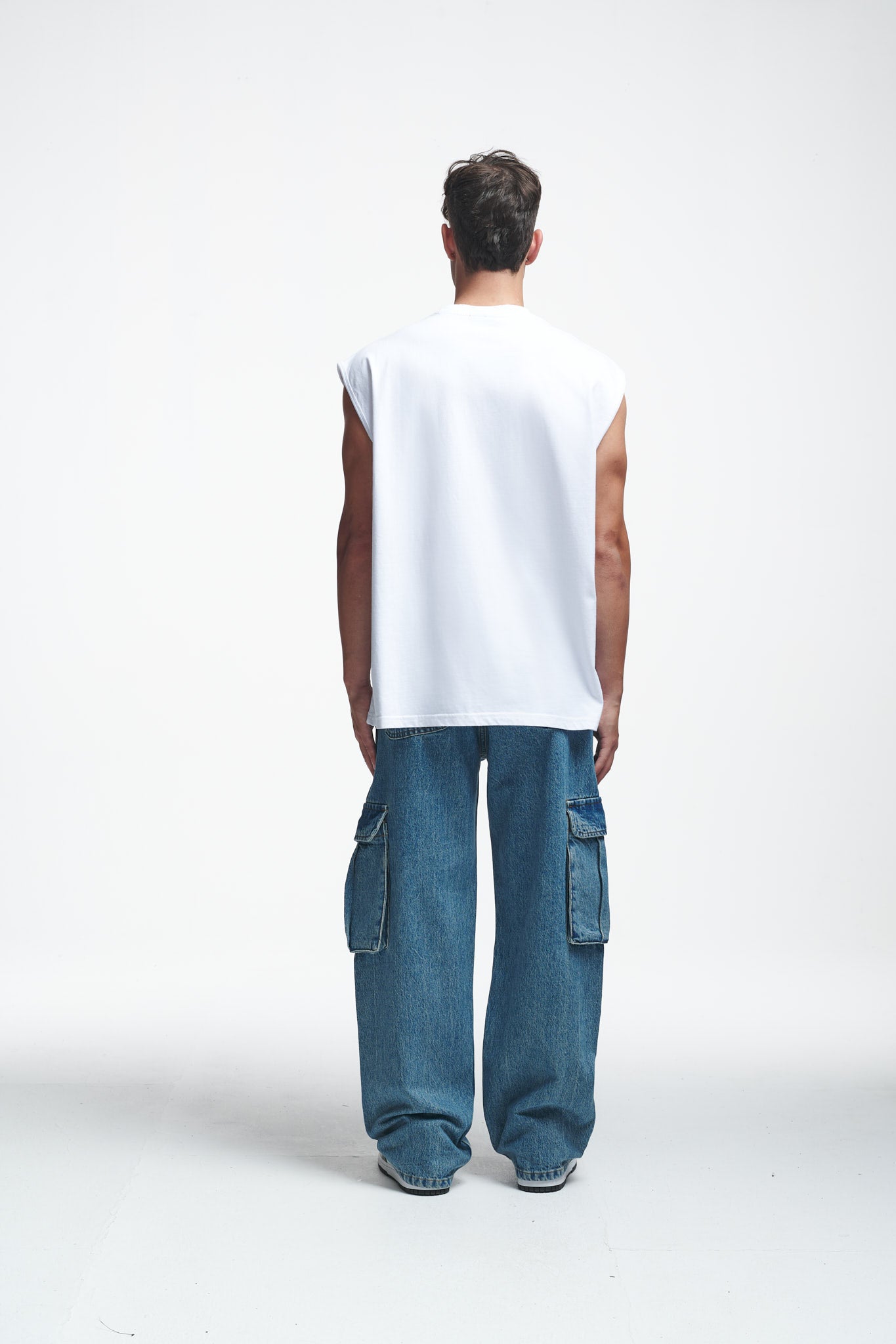 Basic Oversize Sleeveless Shirt White