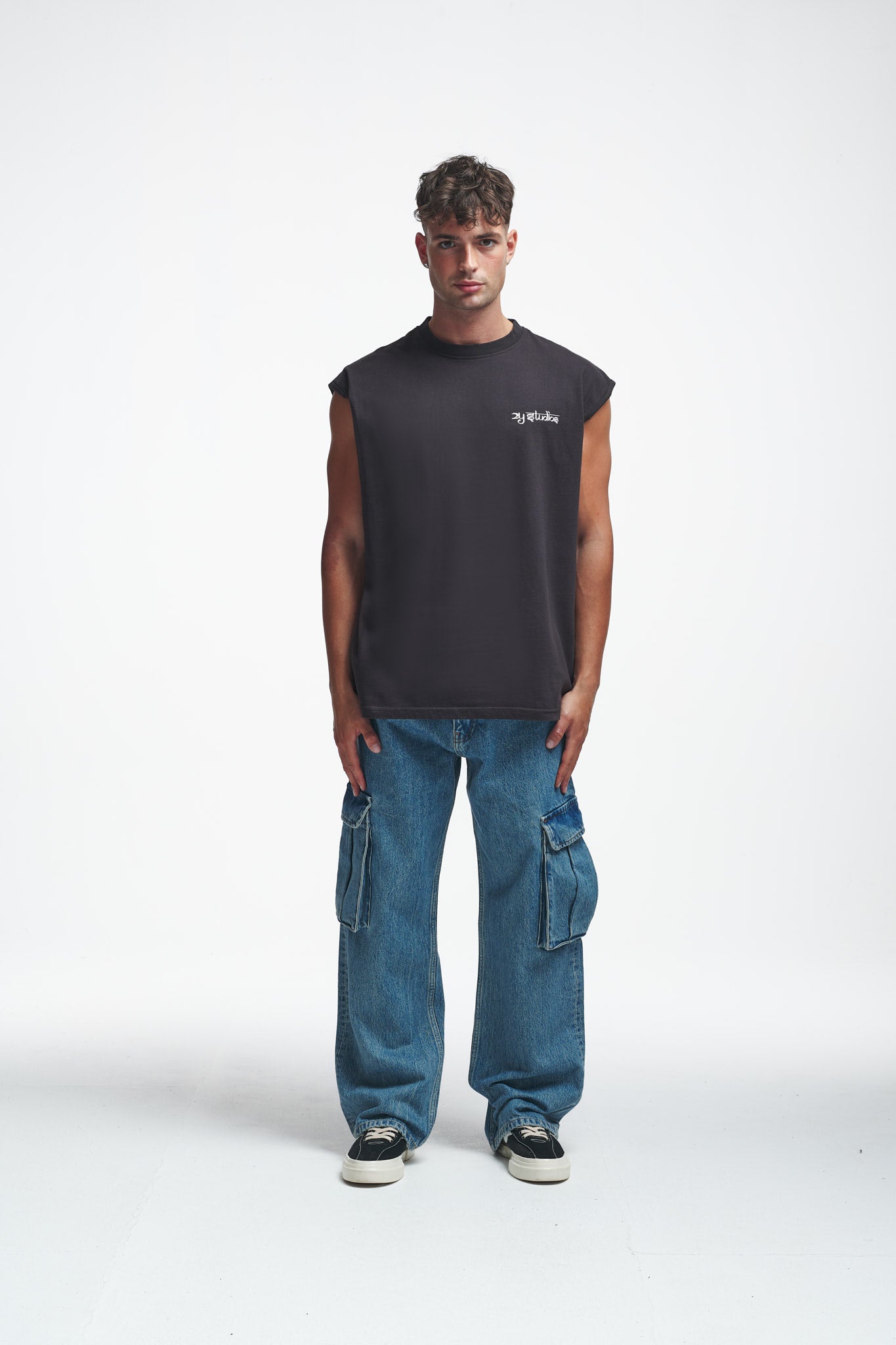Tiger Oversize Sleeveless Shirt Washed Black
