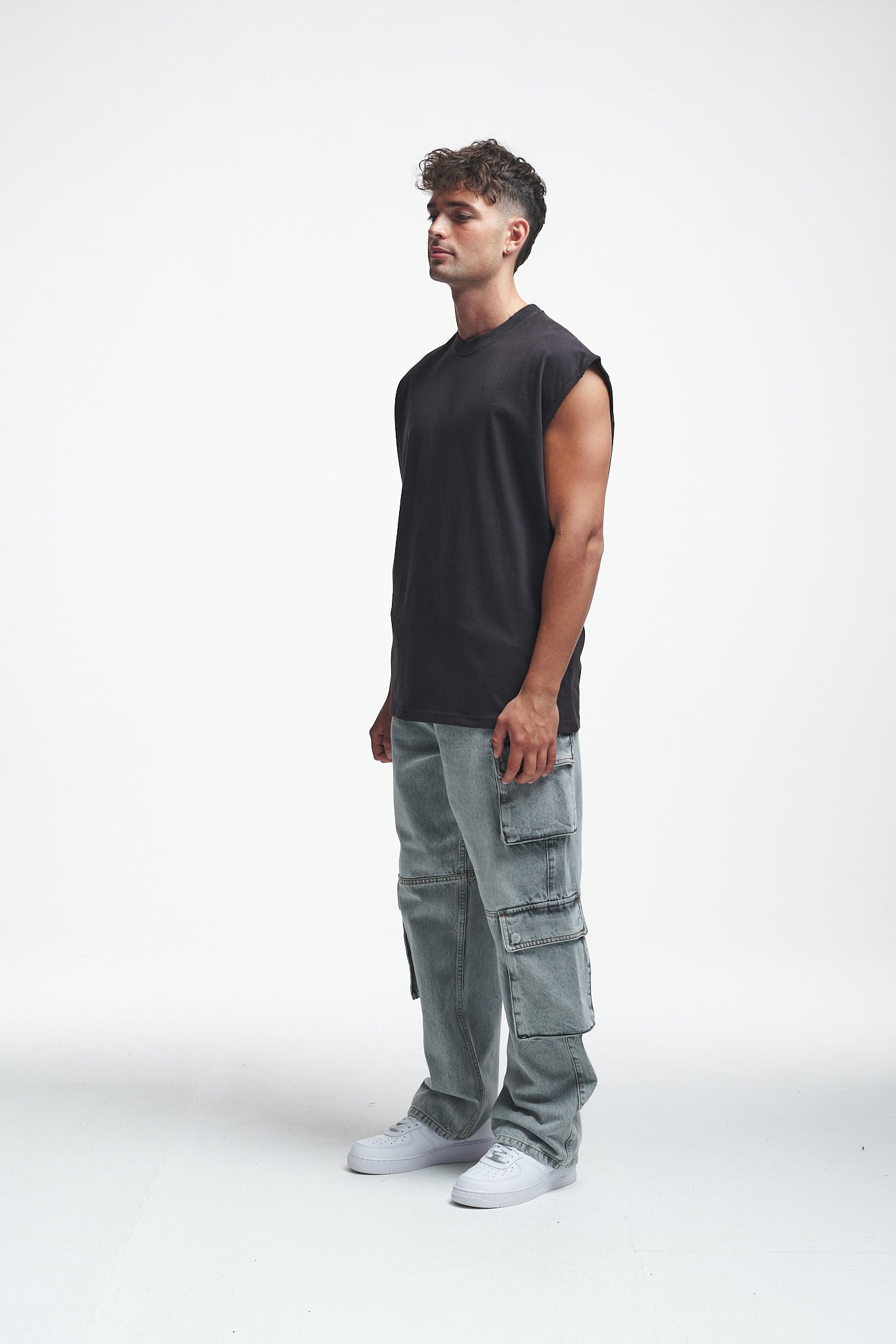 Furious Oversize Sleeveless Shirt Washed Black
