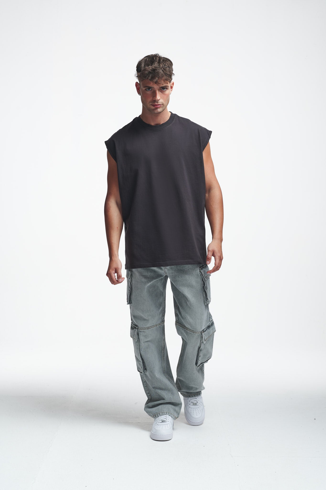 Furious Oversize Sleeveless Shirt Washed Black