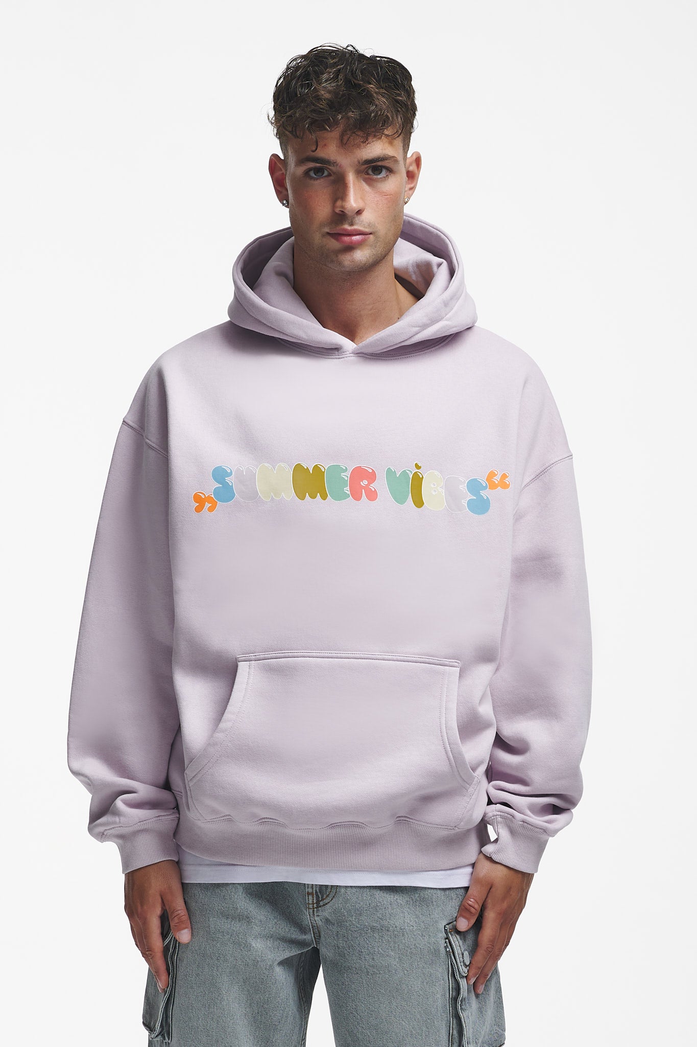 Summer Vibes Oversize Hoodie Grey Lilac