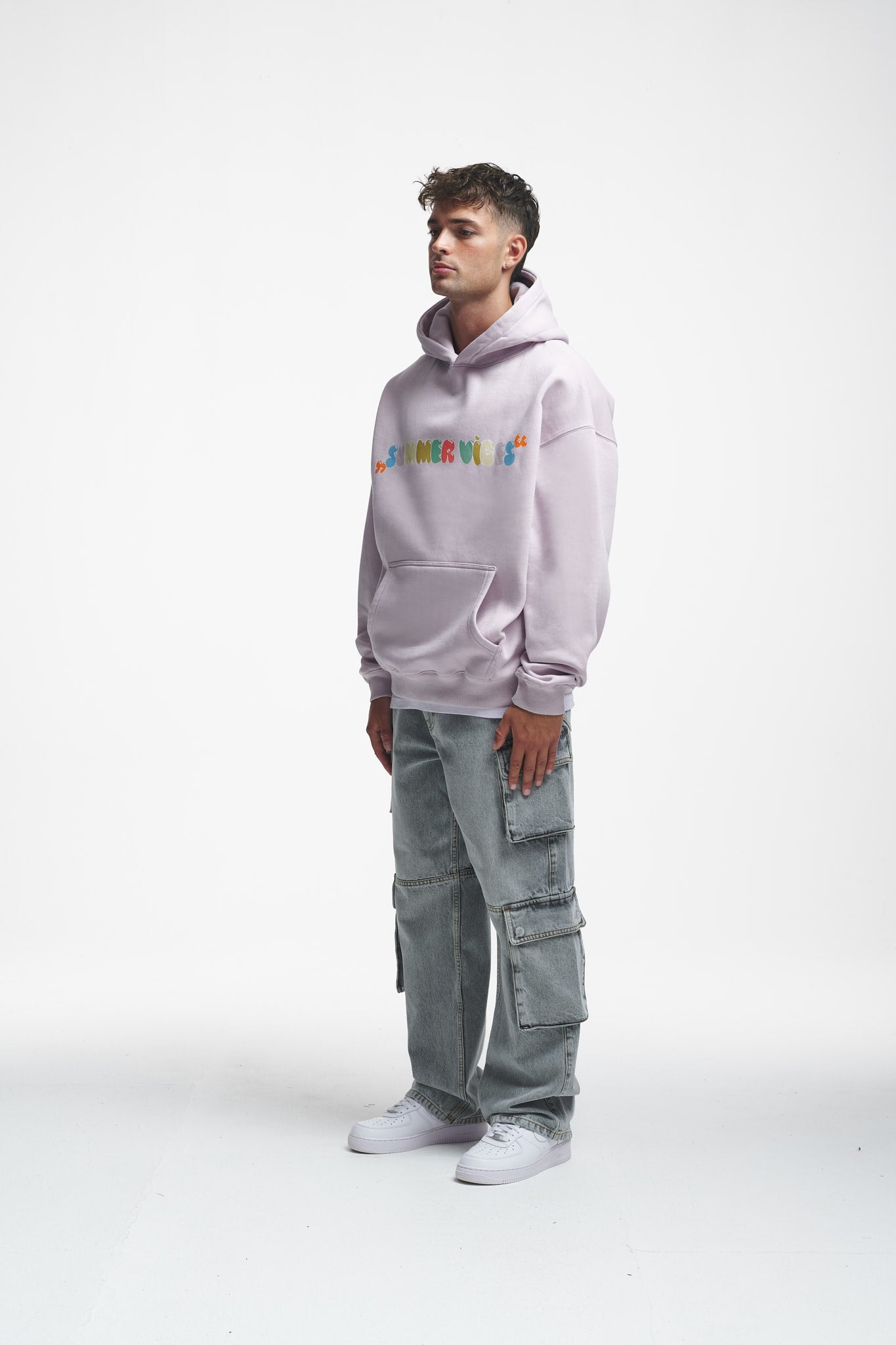 Summer Vibes Oversize Hoodie Grey Lilac
