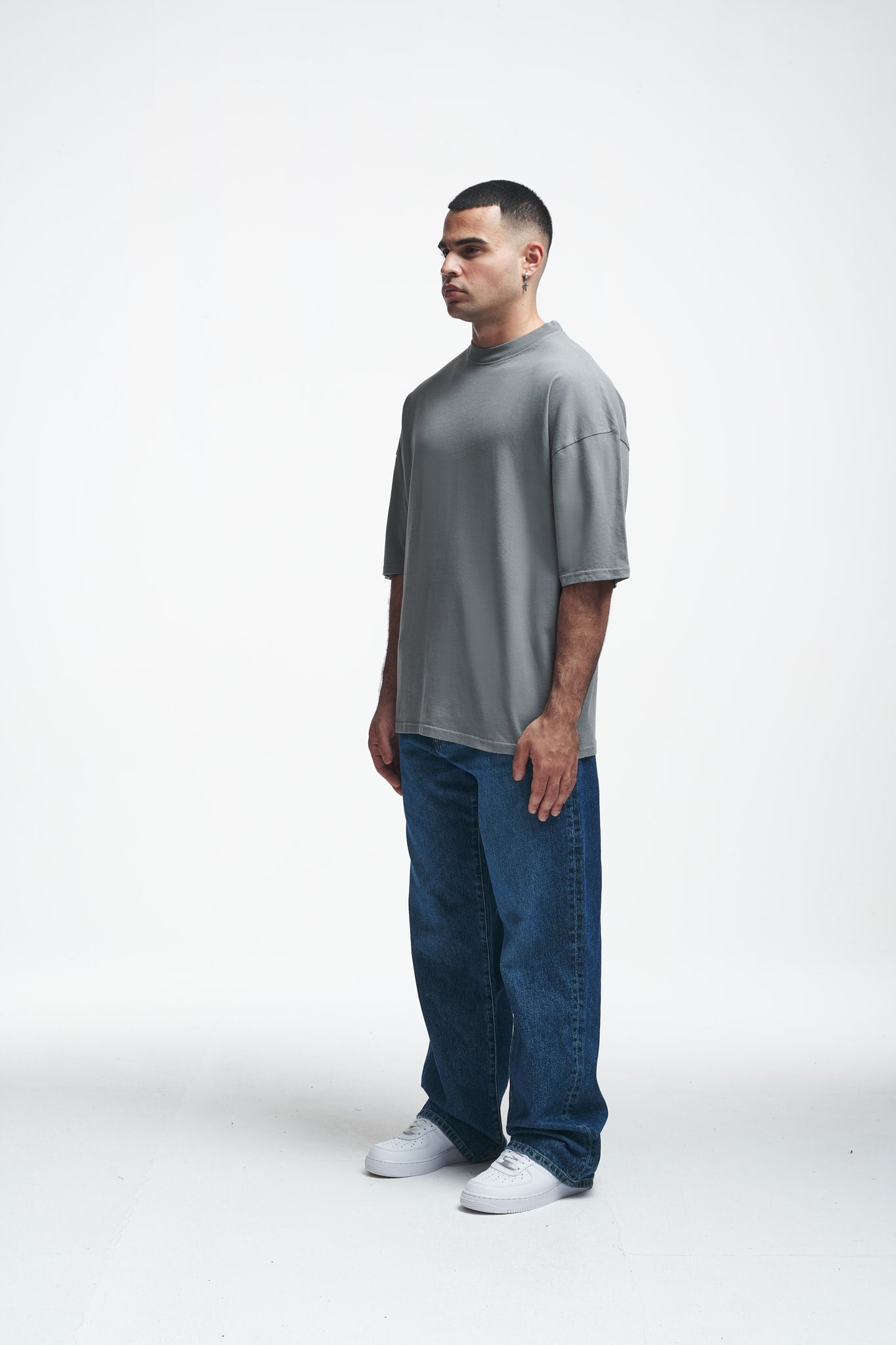 Basic Oversize Boxy Tee Washed Grey
