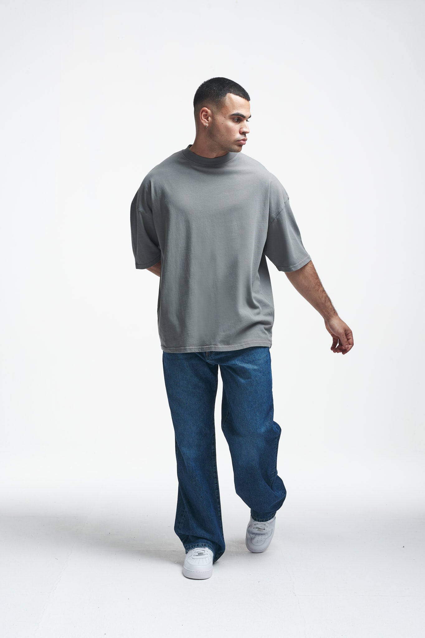 Basic Oversize Boxy Tee Washed Grey