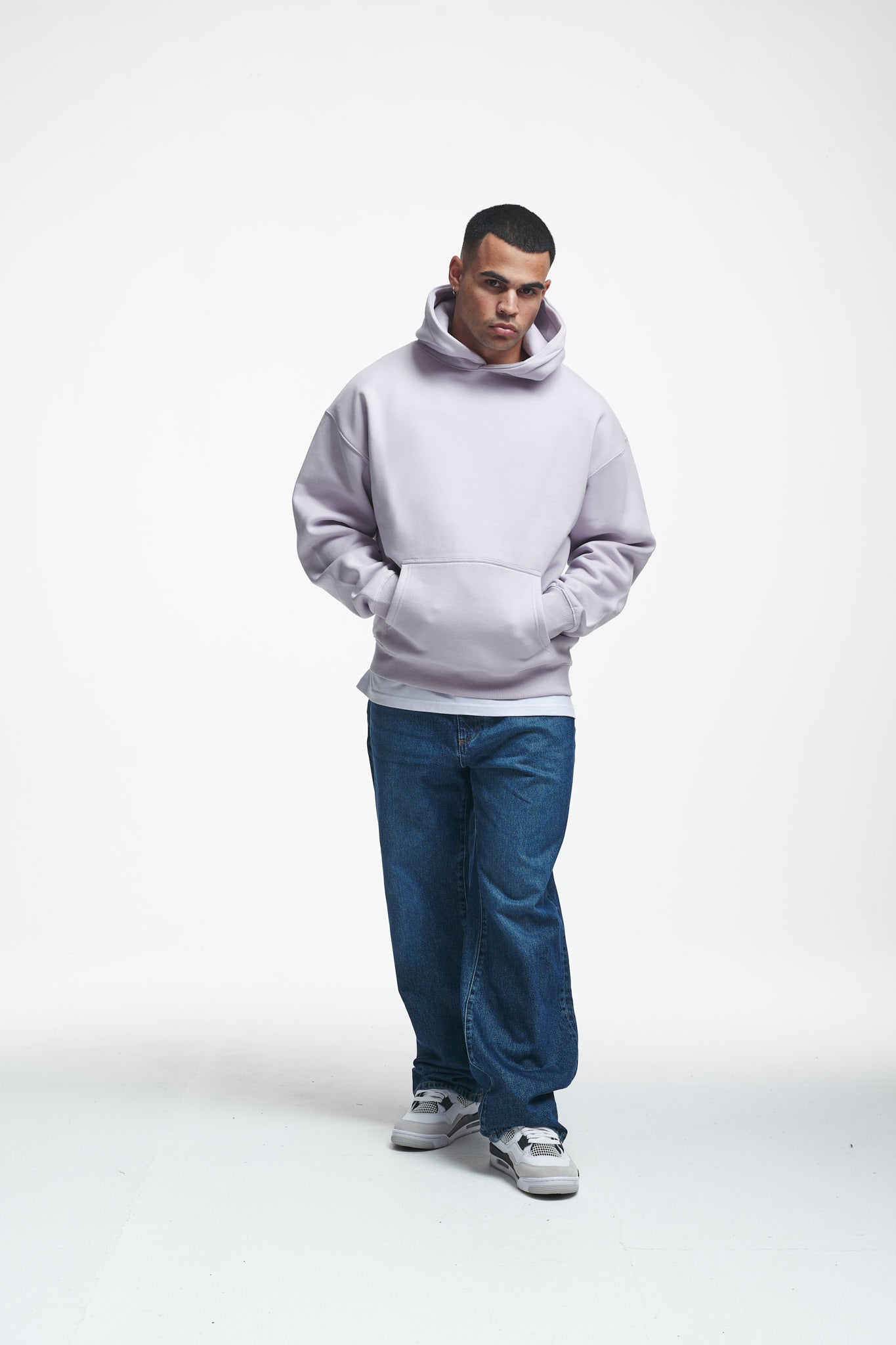 Basic Oversize Hoodie Grey Lilac