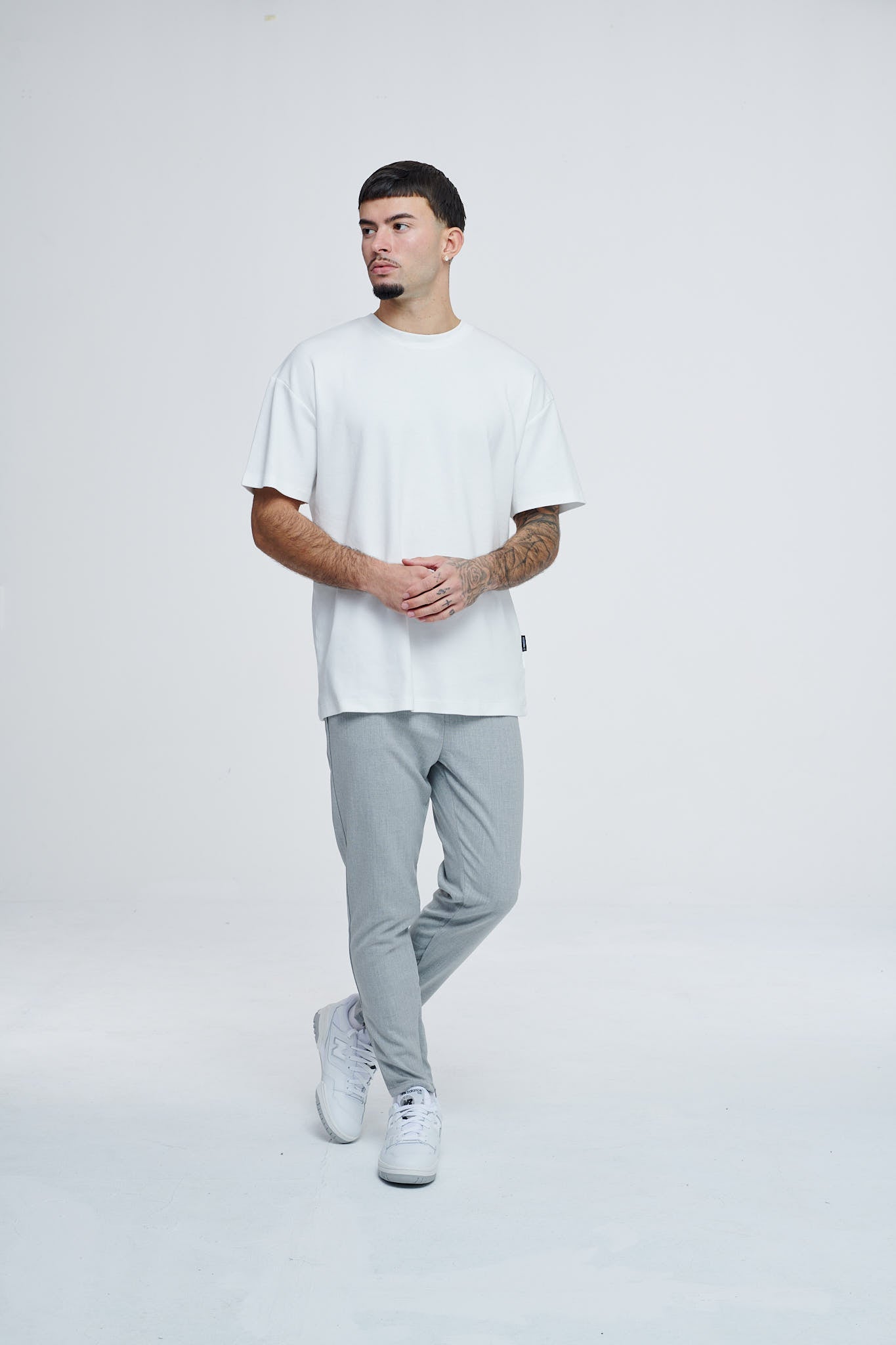 Cropped Pants P1044 Light Grey
