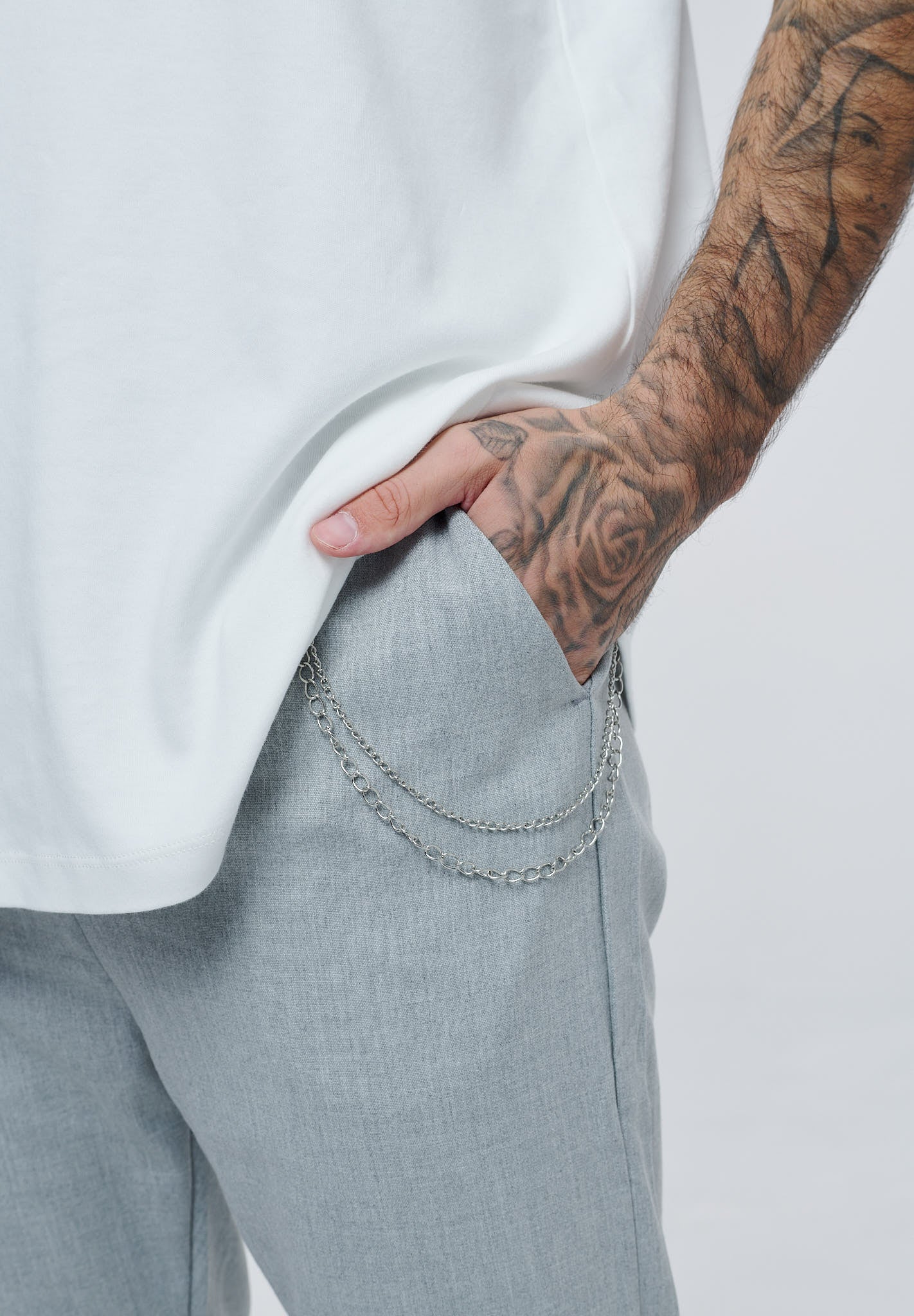 Cropped Pants P1044 Light Grey