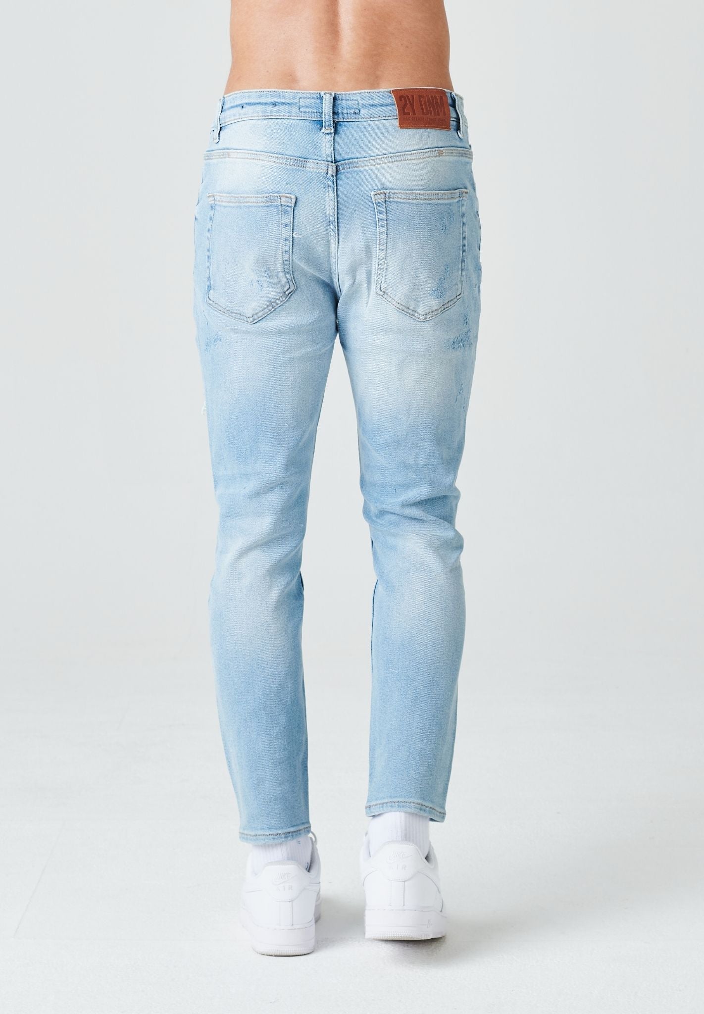 Destroyed Skinny Cropped Denim i0052 Blue
