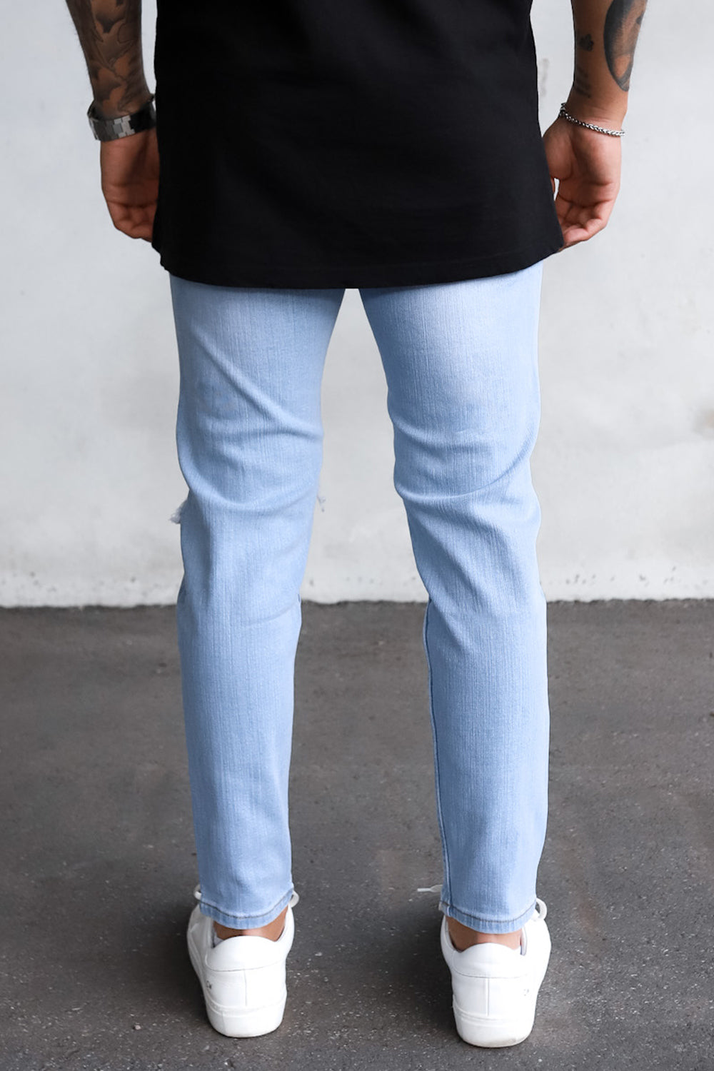 Destroyed Tapered Fit Denim B6251 Blue