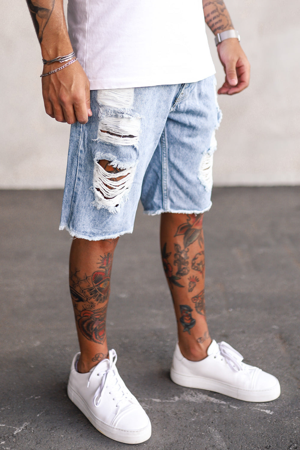 Destroyed Denim Shorts K5121