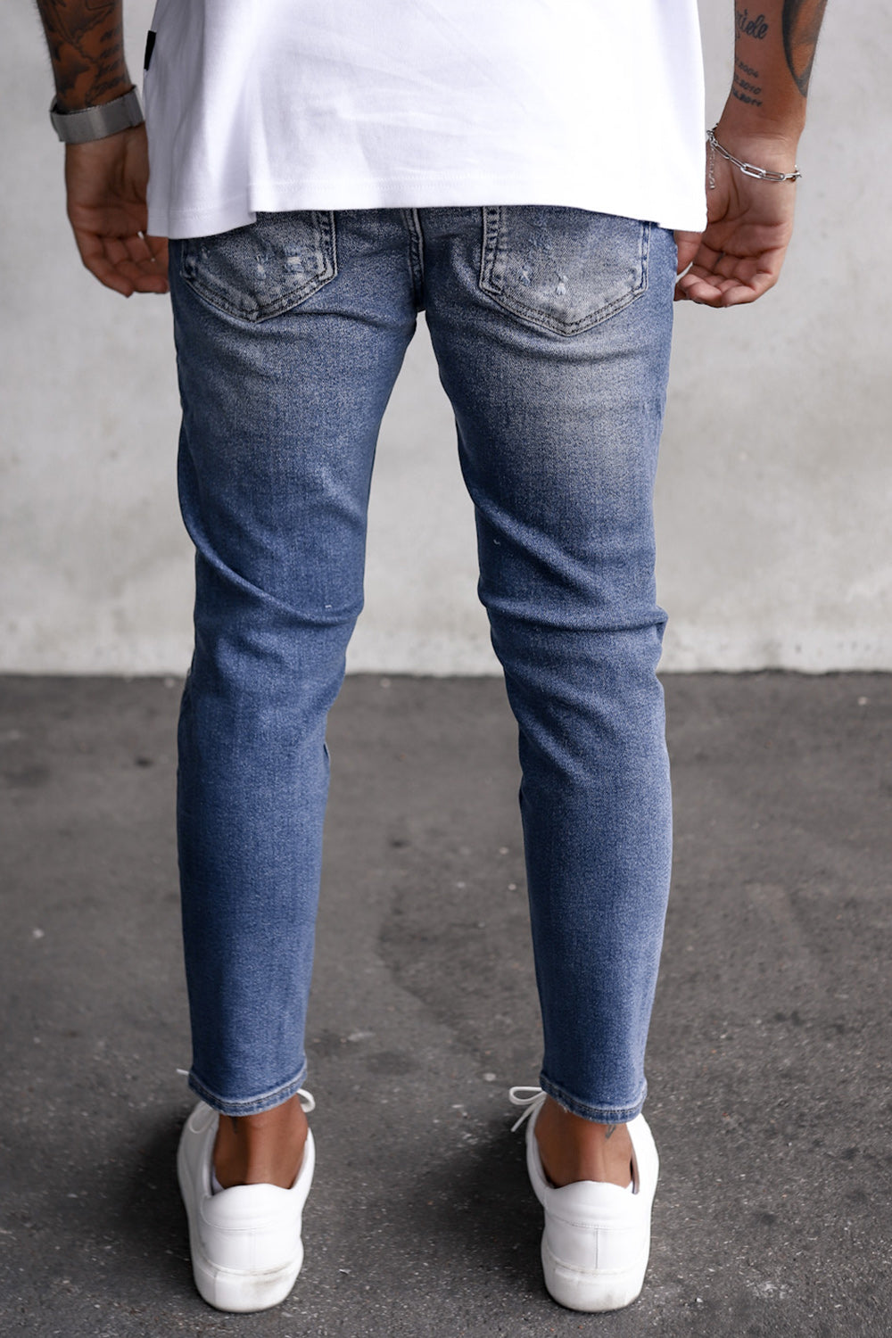 Destroyed Skinny Cropped Denim i0054 Blue