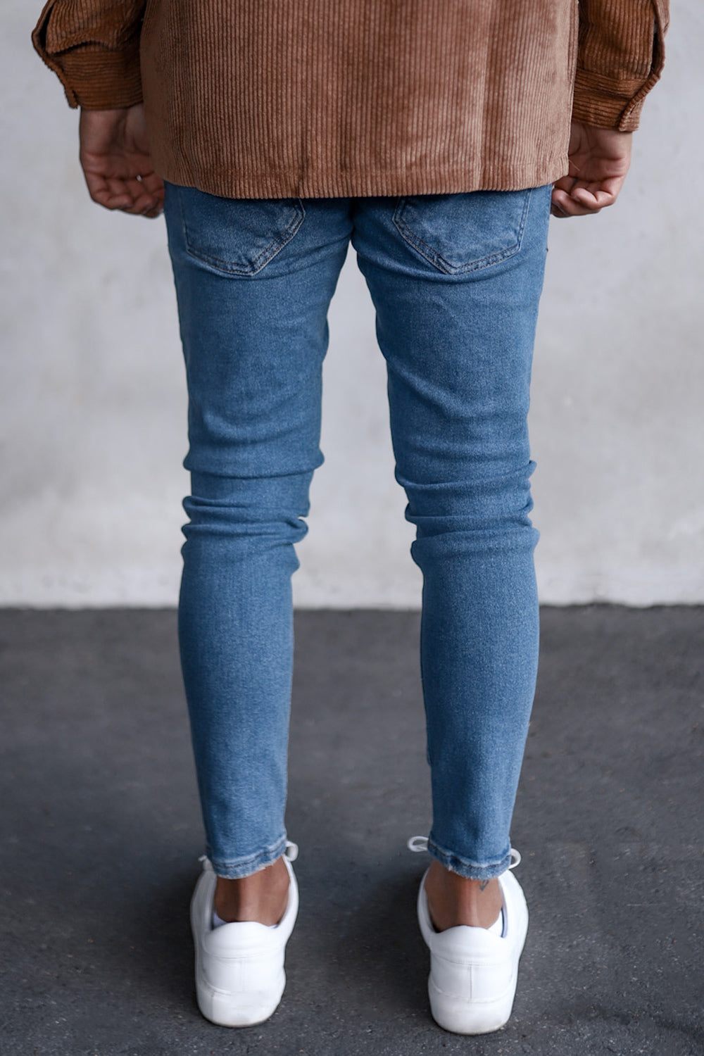 Destroyed Skinny Cropped Denim B5473 Blue