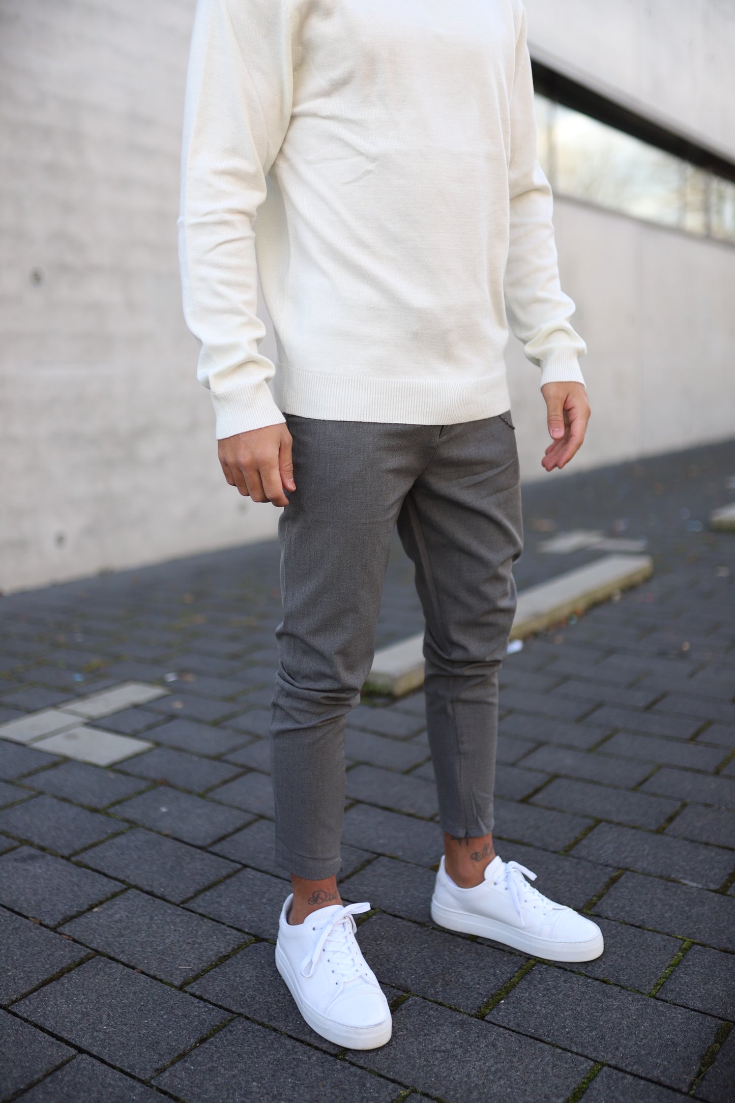Cropped Pants Grey P1044