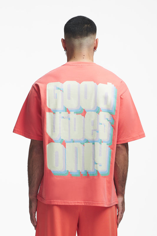 Good Vibes Only Oversize Tee Persimmon