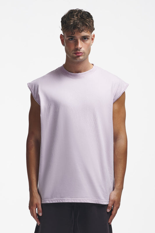 Basic Oversize Sleeveless Shirt Grey Lilac