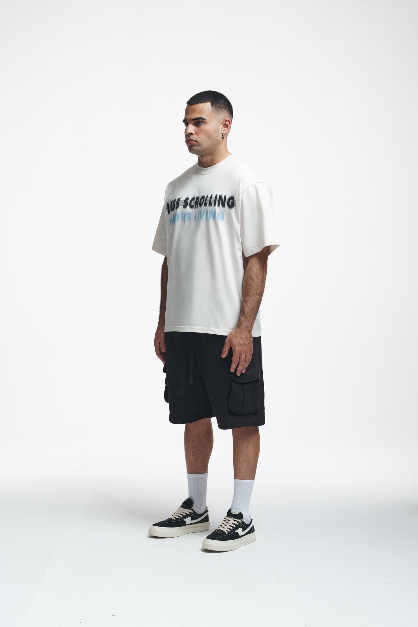 Less Scrolling Oversize Tee Off White