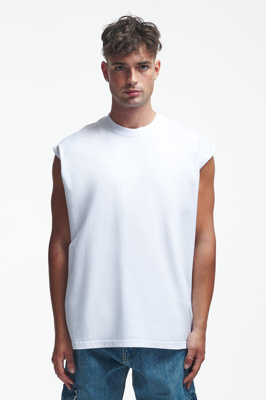 Basic Oversize Sleeveless Shirt White
