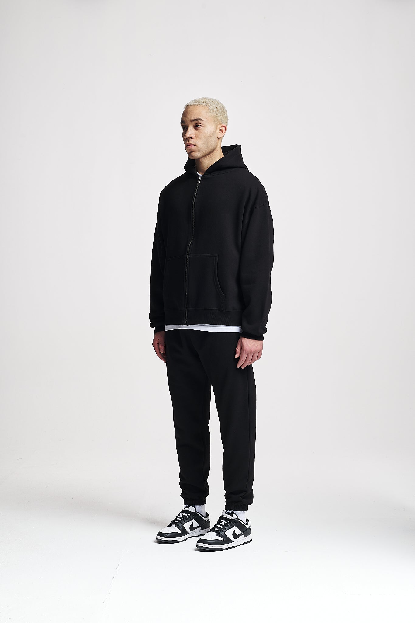 Basic black zip up hot sale hoodie