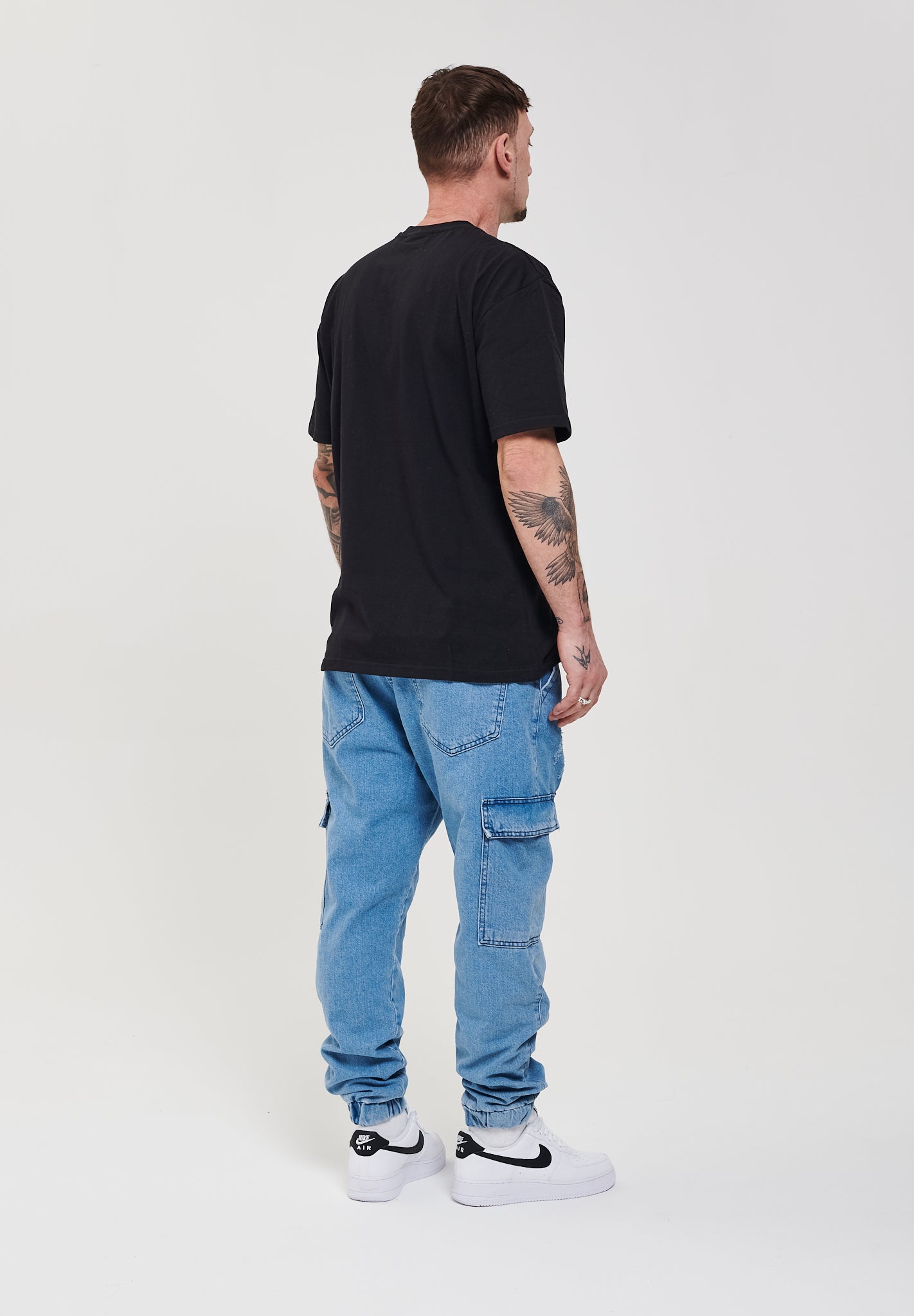 Distressed Antifit Cargo Jeans 2Y0163 Blue