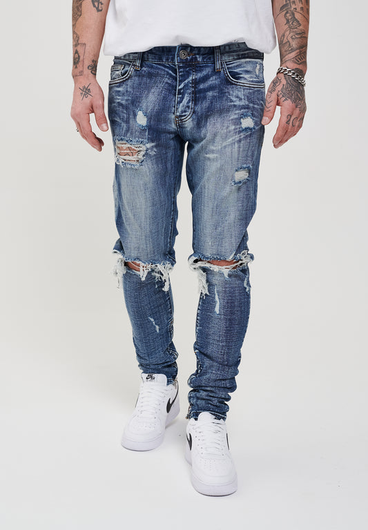 Destroyed Skinny Fit Jeans 2YB5758 Blue