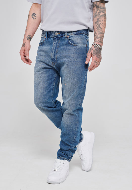 Basic Straight Tapered Jeans B6837 Blue