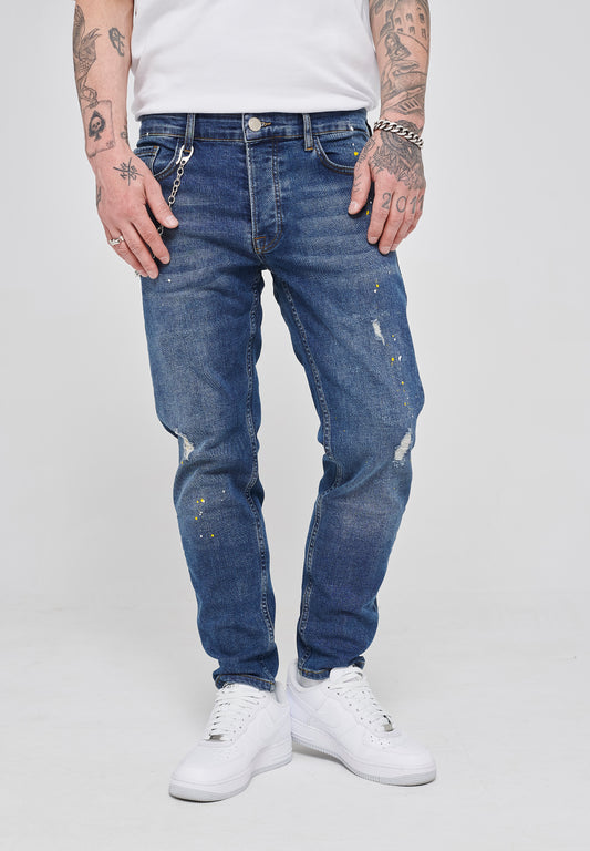 Destroyed Tapered Jeans B6404 Blue